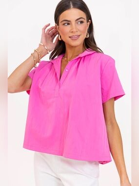 Universal Thread Pink Short Sleeve Popover Blouse